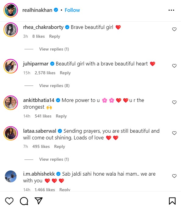Reactions To Hina Khan’s Post